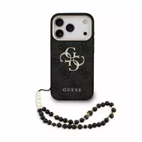 Guess PU 4G Metal Logo Strap Dėklas iPhone 18 Pro Juodas