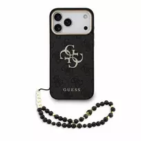 Dėklas Guess PU 4G Metal Logo Strap Case, skirta iPhone 18 Pro Max, juoda