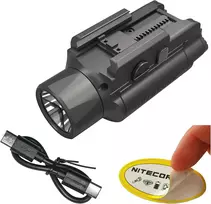 Nitecore NPL35 ginklo žibintas – 2000 lm, įkraunama magnetinė baterija, kompaktiškas tvirtinimas prie bėgelio, IPX6 atsparumas vandeniui, abipusis jungiklis