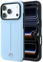 Dėklas Mercedes Leather Semi Wrap Iconic Line MagSafe Case, skirtas iPhone 18 Pro Max / 17 Pro Max - Mėlyna