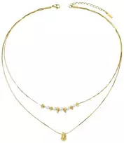 Troli Double Gold Plated Tear Drop Gold Necklace
