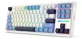 Klaviatūra REDRAGON K728WBB-RGB-PRO Antonium Pro, belaidė, USB + RF belaidė + Bluetooth, mechaninė, balta, mėlyna