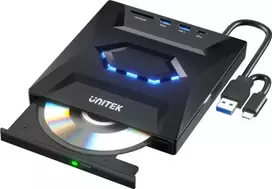 DVD grotuvas Unitek Unitek Nagrywarka zewnetrzna DVD/CD, Hub USB 5Gbps, SD kortelių skaitytuvas