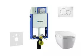 Geberit Kombifix - Pakabinamo tualeto su SIGMA01 mygtuko mygtuku montavimo elementas, Alpine White + Tece One - Tualetas su dangčiu, be rėmelio, su SoftClose 110.302.00.5 NT1