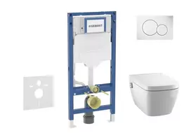 Geberit Duofix potinkinio modulio komplektas, TECEone WC su švelnaus uždarymo dangčiu ir Sigma01 nuleidimo mygtuku, Alpių baltas SANI11CT3100