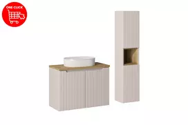 Vonios baldų komplektas su stalviršiu, pastatoma plautuve ir spintele Nova Cashmere, 80 cm