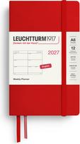 Leuchtturm 1917 Savaitinis planuoklis kietais viršeliais Leuchtturm 1917 2027 EN A6, raudonas