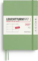 Leuchtturm 1917 Savaitinis planuoklis minkštu viršeliu Leuchtturm 1917 2027 EN A5, šviesiai žalias