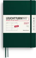 Leuchtturm 1917 Savaitinis planuoklis minkštu viršeliu Leuchtturm 1917 2027 EN A5, tamsiai žalias