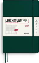 Leuchtturm 1917 Savaitinis planuoklis kietais viršeliais Leuchtturm 1917 2027 EN B5, tamsiai žalias