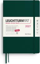 Leuchtturm 1917 Savaitinis akademinis planuoklis kietais viršeliais Leuchtturm1917 2027 EN A5, tamsiai žalias