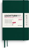Leuchtturm 1917 Akademinis savaitinis planuoklis kietais viršeliais Leuchtturm 1917 2027 EN B6+, tamsiai žalias