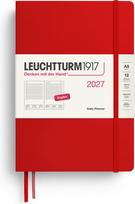 Leuchtturm 1917 Dienos planuoklis linijomis kietais viršeliais Leuchtturm 1917 2027 EN A5, raudonas