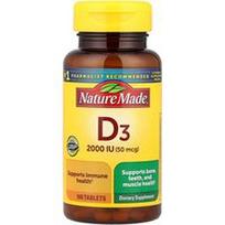 Nature Made, Vitaminas D3, 50 mcg (2000 TV), 100 tablečių
