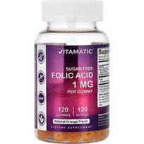 Vitamatic, Folio rūgštis, natūrali apelsinų skonio, 1 mg, 120 guminukų