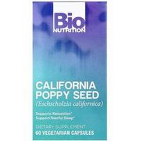 Bio Nutrition, Kalifornijos aguonų sėklos, 60 vegetariškų kapsulių (500 mg vienoje kapsulėje)