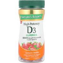 Nature's Bounty, Vitamino D3 guminukai, didelio stiprumo, braškių skonio, 5000 TV, 60 guminukų