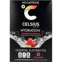 Celsius, „Live Fit“, hidratacija, būtini elektrolitai, be kofeino, braškių ir arbūzo skonio, 14 hidratacijos miltelių lazdelių po 7,28 g (0,26 uncijos)