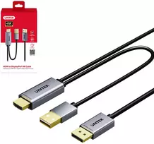 „Unitek“ kabelis „DisplayPort“ – „HDMI“ + „USB-A“, 1,8 m, juodas (V1714AGY01)