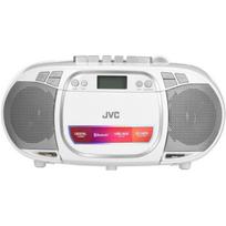 JVC RC-E451W nešiojamas CD grotuvas, baltas, LCD ekranas, FM, Bluetooth, USB, AUX, 2 garsiakalbiai, 3.2W, 1.6kg