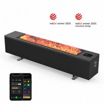 AENO Išmanus konvekcinis patalpų šildytuvas su REAL FIRE efektu 2000W 2L Wi-Fi LCD juodas AFH0002S