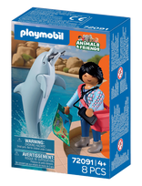 PLAYMOBIL - Zoo: Delfin Og Besøgende - Playmobil Animals & Friends - Marga / raštuota