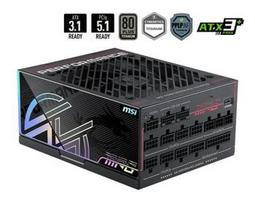 MSI MPG Ai1300TS PCIE5 EU Black Embossed Cable 1300W Fully-Modular Titanium JP CAP ENFR Color Box PLY Pallet 144M