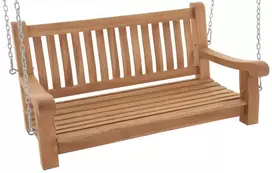 Lauko supamas suoliukas | Teak mediena, 120 cm, su grandinėmis