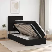 LED saugojimo lova su čiužiniu Juoda 90 x 190 cm Audinys