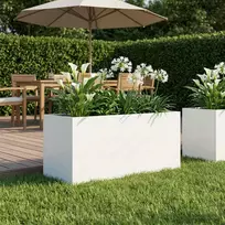 Sodo vazonas Balta 100 x 40 x 40 cm Šaltai valcuotas plienas