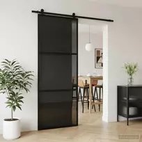 Slankios durys 76 x 205 cm Grūdintas stiklas ir aliuminis