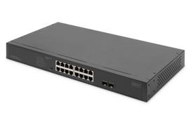 Digitus 16-Port Gigabit Netzwerkswitch, 19 Zoll, unmanaged,2 Uplink Ports, SFP