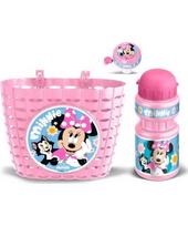 Dviračio rinkinys Minnie (krepšelis, gertuvė, skambutis) – rožinis