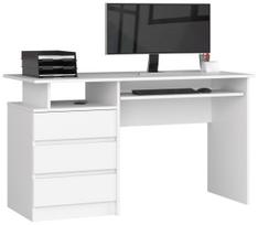 Rašomasis stalas AKORD CLP, 3 stalčiai, baltos spalvos, 135 × 77 × 60 cm