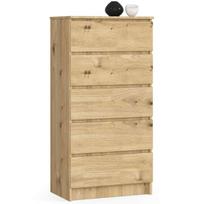 Komoda K60, 5 stalčių, rudos spalvos, 60 × 121 × 40 cm