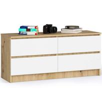 Komoda K120, 4 stalčiai, baltos/rudos spalvos, 120 × 55 × 40 cm