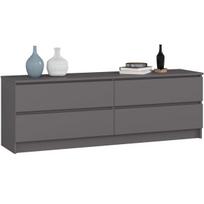 Komoda K160 4SZ, 4 stalčiai, pilkos spalvos, 160 × 55 × 40 cm