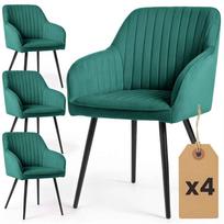 Valgomojo kėdės FLORENCE, 4 vnt, žalios/juodos spalvos, 54,5 × 82 × 58 cm