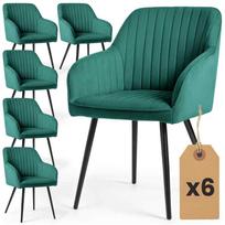 Valgomojo kėdės FLORENCE, 6 vnt, žalios spalvos, 54,5 × 82 × 58 cm