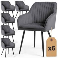 Valgomojo kėdės FLORENCE, 6 vnt, pilkos/juodos spalvos, 54,5 × 82 × 58 cm