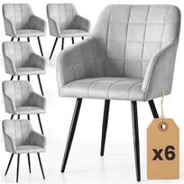 Valgomojo kėdės LUXANO, 6 vnt, pilkos/juodos spalvos, 54 × 82 × 58 cm