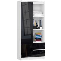 Biuro lentyna AKORD CLP R11, su 1 durele ir 2 stalčiais, baltos/juodos spalvos, 80 × 180 × 35 cm
