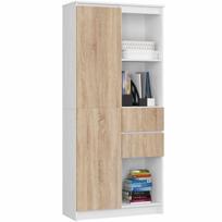 Pastatoma lentyna AKORD CLP R15, 1 durelės ir 2 stalčiai, baltos/rudos spalvos, 80 × 180 × 35 cm