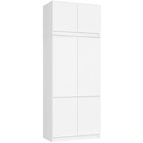 Spinta S90, 6 durys ir 6 lentynos su antresole, baltos spalvos, 90 × 235 × 51 cm