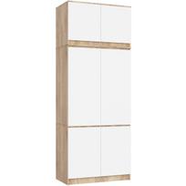 Spinta AkordV2 S90, 6 durų ir 6 lentynų, ąžuolo/baltos spalvos, 90 × 235 × 51 cm