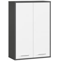 Pakabinama vonios spintelė FIN H934 W64, 2 durys, pilkos/baltos spalvos, 64 × 94 × 30 cm