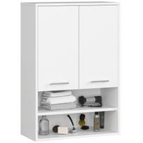 Pakabinama vonios spintelė FIN H934 W64, 2 durys, baltos spalvos, 64 × 94 × 30 cm