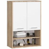 Pakabinama vonios spintelė FIN H934 W64, 2 durys, rudos/baltos spalvos, 64 × 94 × 30 cm