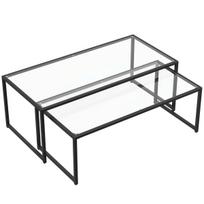 Stiklinių kavos staliukų komplektas, 2 vnt, 119 × 56 × 44,5 cm
