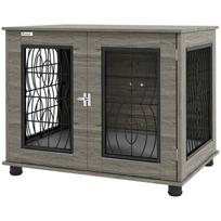 Šunų narvas, su pagalvėle, Pilkas, 80 × 63 × 56 cm